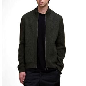Barbour Men's Olive Milburn Zip Through Knitted Jumper Size XL